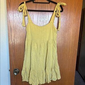 Sunny Yellow Tie-Strap Mini Dress